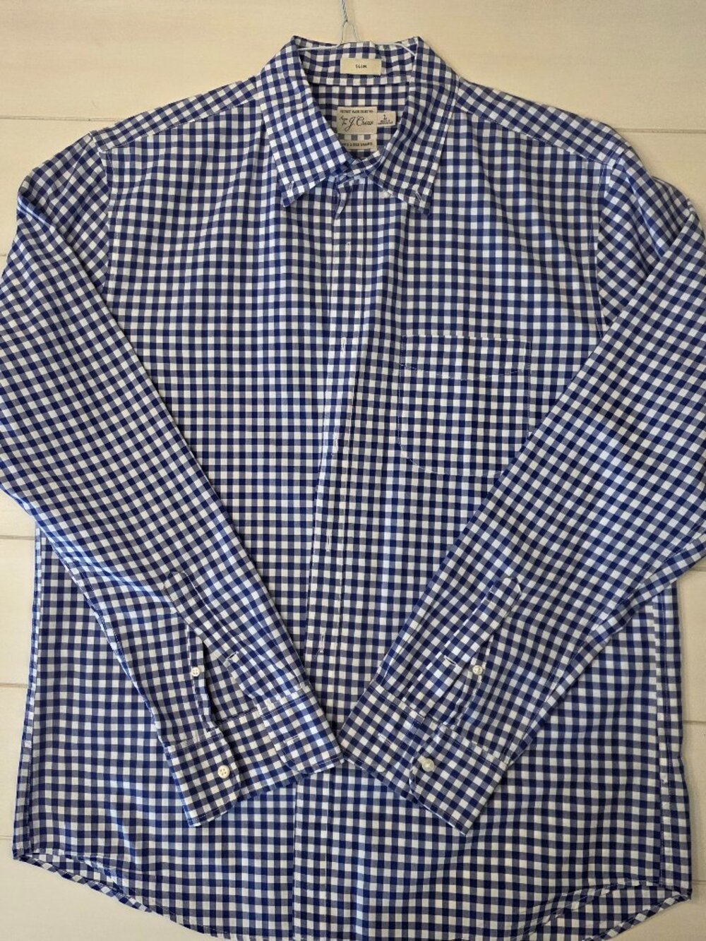 J. Crew Slim Blue Gingham 100% Cotton Shirt - Large